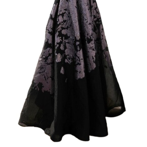 NWT Terani Couture 252E5188 Metallic Organza Formal Gown Black Pewter Size 12 - Picture 2 of 6